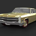 Golden Classic Vintage Car With Sleek Body Lines And Chrome Front Grille
