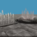 Modern Garden Ornament Fountain With Illuminated Water Displays And Stone Ground Design