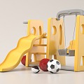 Children's slide swing toy basketball football 3d model