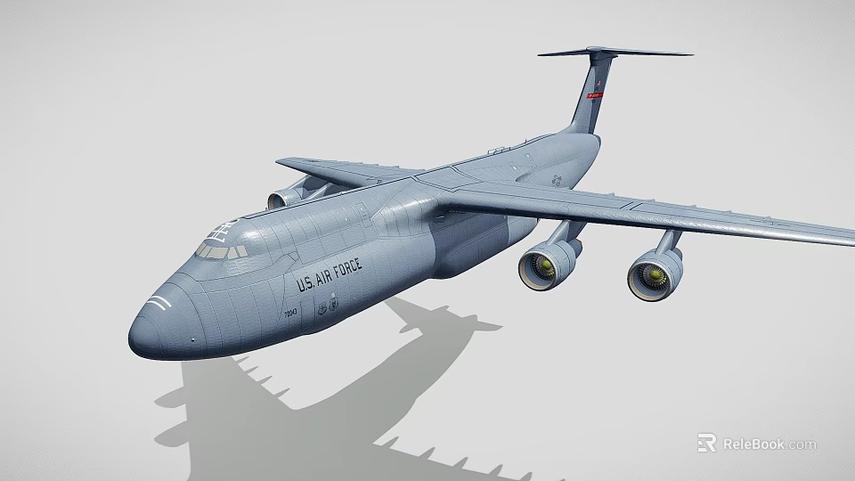 US Air Force Military Transport Aircraft With Gray Body And Four Engines 3d model 