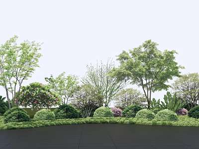 Well Trimmed Shrubs In Lush Garden Landscape With Various Trees And Greenery 3d model