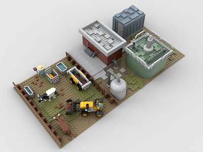 LEGO Toy Blocks Farm Repair Factory Ranch Scene 3d model