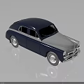 Vintage Navy Blue And Silver Classic Car Model With Shiny Surface Reflection 3d model