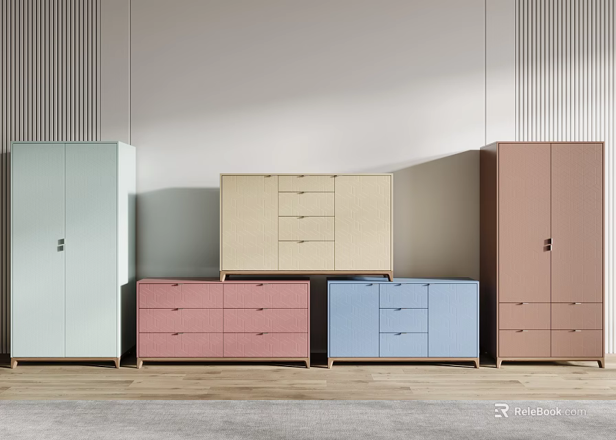 Modern Entryway Cabinet And Side Cabinet In Various Colors With Drawers And Storage Design 3d model 