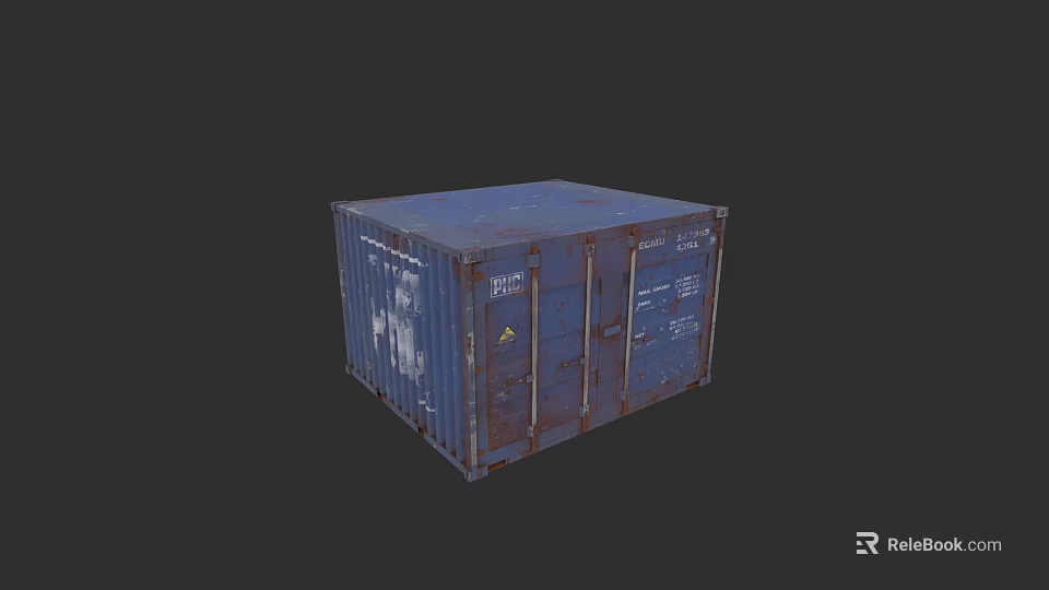 Blue Rustic Shipping Container Building With Metal Structure And Weathered Exterior 3d model 