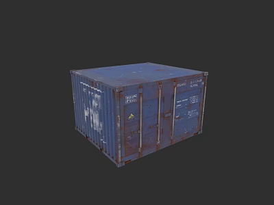 Blue Rustic Shipping Container Building With Metal Structure And Weathered Exterior 3d model