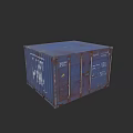 Blue Rustic Shipping Container Building With Metal Structure And Weathered Exterior