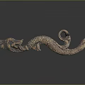 Elegant Dragon Shaped Jewelry with Golden Bronze Scaled Texture Curved Body and Coiled Tail