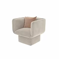 Velvet Upholstered Beige Accent Chair With Light Brown Cushion And Wide Armrests Modern Design