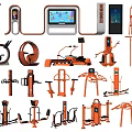 Variety of Modern Fitness Equipment Including Treadmills Dumbbells and Exercise Machines