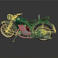 Green Vintage Motorcycle With Black Seat And Shiny Metal Retro Design