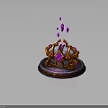 Mystic Glowing Device With Floating Purple Crystals And Orange Silver Base