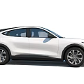 White Electric SUV With Pony Logo Sleek Headlights And Aerodynamic Body Design