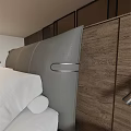 Modern Bedroom Double Bed with Gray Headboard Orange Cushions Floor Lamp Large Window View Rug