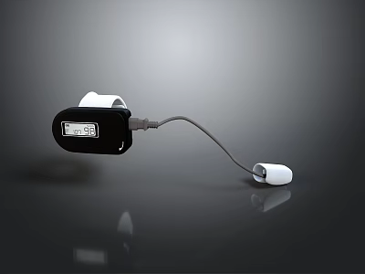 Black Smartwatch With White Strap Charging via White Charger on Gray Background 3d model