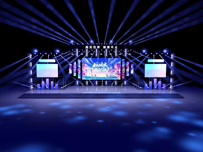 Modern Floor Lamp With Stage Lighting Design And Blue Illumination Effects 3d model