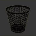 Black Metal Mesh Trash Can With Stylish Round Design For Home Interior
