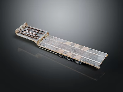 Heavy Duty Flatbed Trailer With Metal Flat Surface And Transport Wheels 3d model