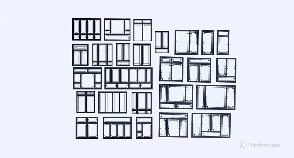 Various Window Design Styles With Different Shapes And Sizes 3d model 