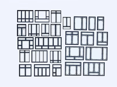 Various Window Design Styles With Different Shapes And Sizes 3d model