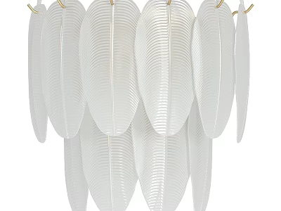 White Feather Shaped Decorative Wall Lamp with Modern Transparent Blades 3d model