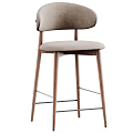 Modern Bar Stools With Beige And Green Upholstered Seats Wooden Legs