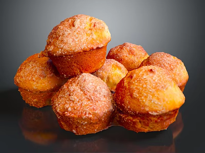 Freshly Baked Stack Of Golden Brown Muffins Topped With Sugar Sprinkles 3d model