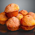 Freshly Baked Stack Of Golden Brown Muffins Topped With Sugar Sprinkles