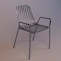 Modern Metal Chair With Slatted Back And Armrests In Minimalist Style