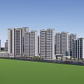Aerial View Of Modern Urban High Rise Building Complex With Green Spaces