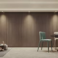 Modern Hotel Mahjong Room Interior With Wooden Walls Light Green Chairs And Round Table