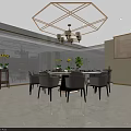Modern Restaurant Exterior with Seafood Meat Signage Entrance Green Plants and Lighting