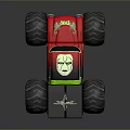 Red And Black Monster Truck With Scorpion Graphic Sting And Large Tires