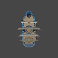 Sailing Ship With Blue Hull White Sails And Marine Lettering