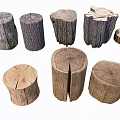 Natural Wooden Stumps With Various Shapes And Rustic Texture For Home Decor