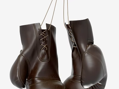 Brown Hanging Boxing Gloves As Essential Sports Training Equipment For Fitness 3d model