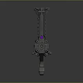 Futuristic Sci-Fi Weapon With Detailed Mechanical Structure And Red Accent Lines
