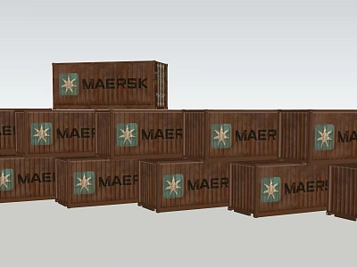 Industrial Equipment Logistics Stacked MAERSK Wooden Crates For Storage Use 3d model