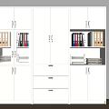 White Office Storage Cabinet With Glass Doors Open Shelves Drawers And Folders