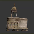 Vintage Religious Brass Casket With Dome Cross Arched Windows And Decorative Feet