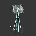 Modern Floor Lamp With White Shade Green Fabric And Black Tripod Stand