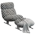 Modern Tufted Upholstered Leisure Lounge Chair In Multiple Colors With Sturdy Metal Base And Footstool