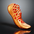 Stylish Golden Red Shoes With Intricate Cutout Woven Pattern Elegant Footwear Fashion Design