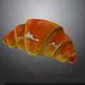 Freshly Baked Golden Croissant With Shiny Glaze Warm Orange Color And Crispy Texture