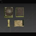 Ancient Magic Weapon Collection Featuring Old Books Scroll And Map