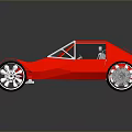 Red Off Road Concept Vehicle With Large Wheels And Silver Rims Design