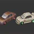 Orange And White Cars With Sedan Body And Sporty Rear Spoiler Design