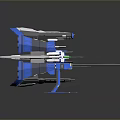 Futuristic Blue White 3D Sci Fi Spaceship With Streamlined Design And Green Accents