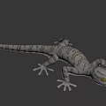 3D Gecko Game Movie Character With White Gray Pattern And Yellow Eyes