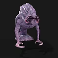 Purple Alien Creature 3D Model with Tentacles Twisted Body and Clawed Limbs